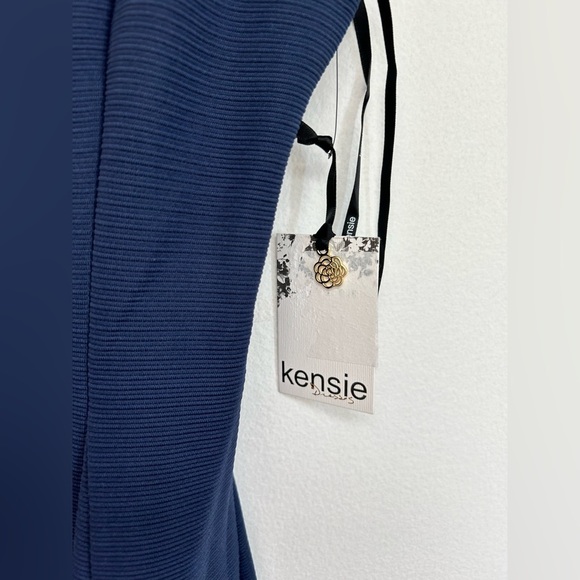 NWT KENSIE Women's Navy Ribbed Ottoman Pockets Fit & Flare Dress 6 - Picture 10 of 10